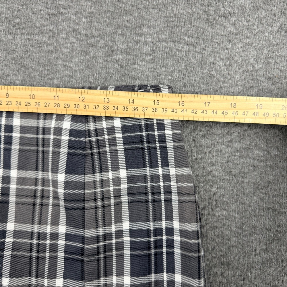 Aeropostale Plaid Mini Skirt Gray Black Women's L Large High Waisted Front Slits - Picture 6 of 8